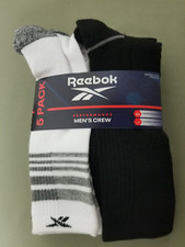 New Mens Reebok 5 Pack Performance Crew Socks.