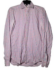 Culturata Gingham Plaid Tailored Fit Button Up Long Sleeve Shirt M 15 3/4 40