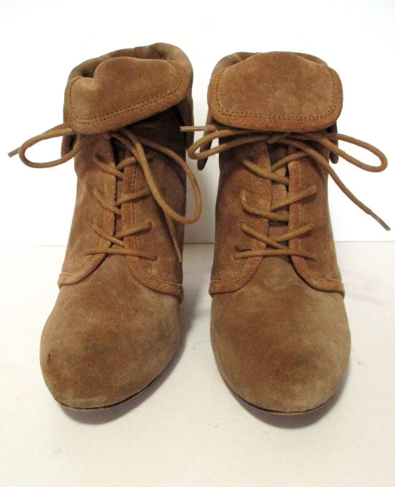 Elizabeth & James 坡跟短靴 8 1/2B 女式棕褐色麂皮绒系带 — 第 2/4 张图片