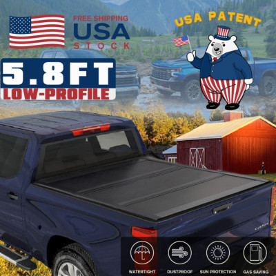 FRP Low Profile Tonneau Cover For 19-25 Silverado/Sierra 1500 5.8FT Bed Tri-Fold