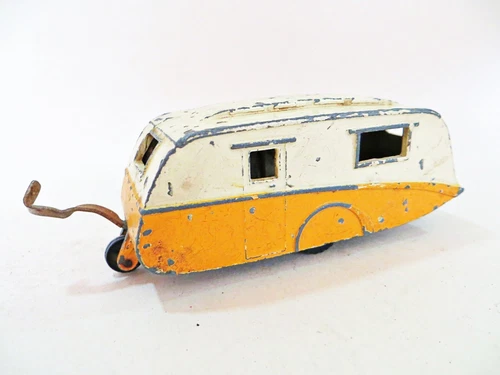 DINKY 190 'CARAVAN' YELLOW/CREAM. VINTAGE. ORIGINAL. COMPLETE.