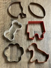 Dog Cookie Cutter Set 6 Pcs Paw Print Dog House Bone Biscuit Football 🏈 Helmet