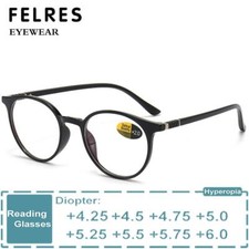 Men Women Round High Strength Reading Glasses Retro Readers 4.5 5.0 5.5 6.0