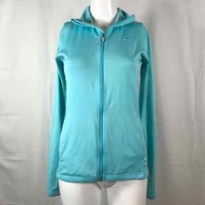 Nike Jacket Womens Sz XS Dri-Fit Light Blue Mock Neck Zip Up Athletic Pockets