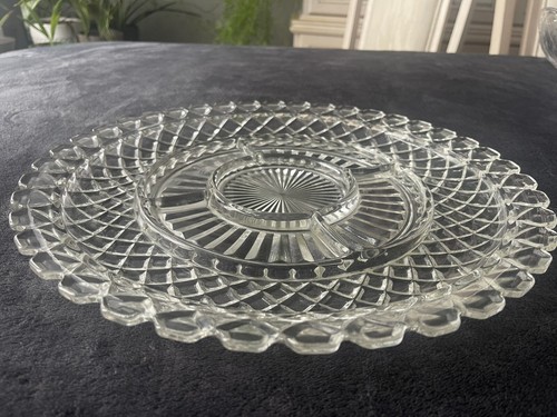 Vintage Kristall Waschtisch Kommode Tablett, Vorspeisen Tablett 13 7/8" - Bild 3 von 3