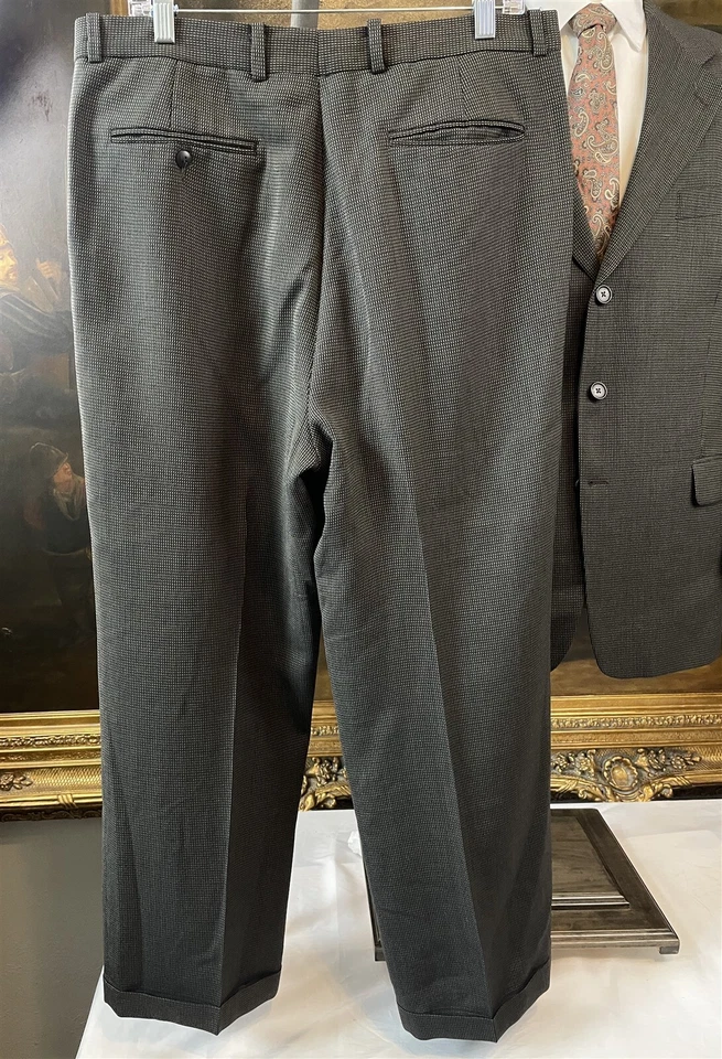 Traje Jack Victor Montreal 42R 34 x 28 2 piezas negro y tostado patrón lana texturizada 3Btn Foto 3 de 4