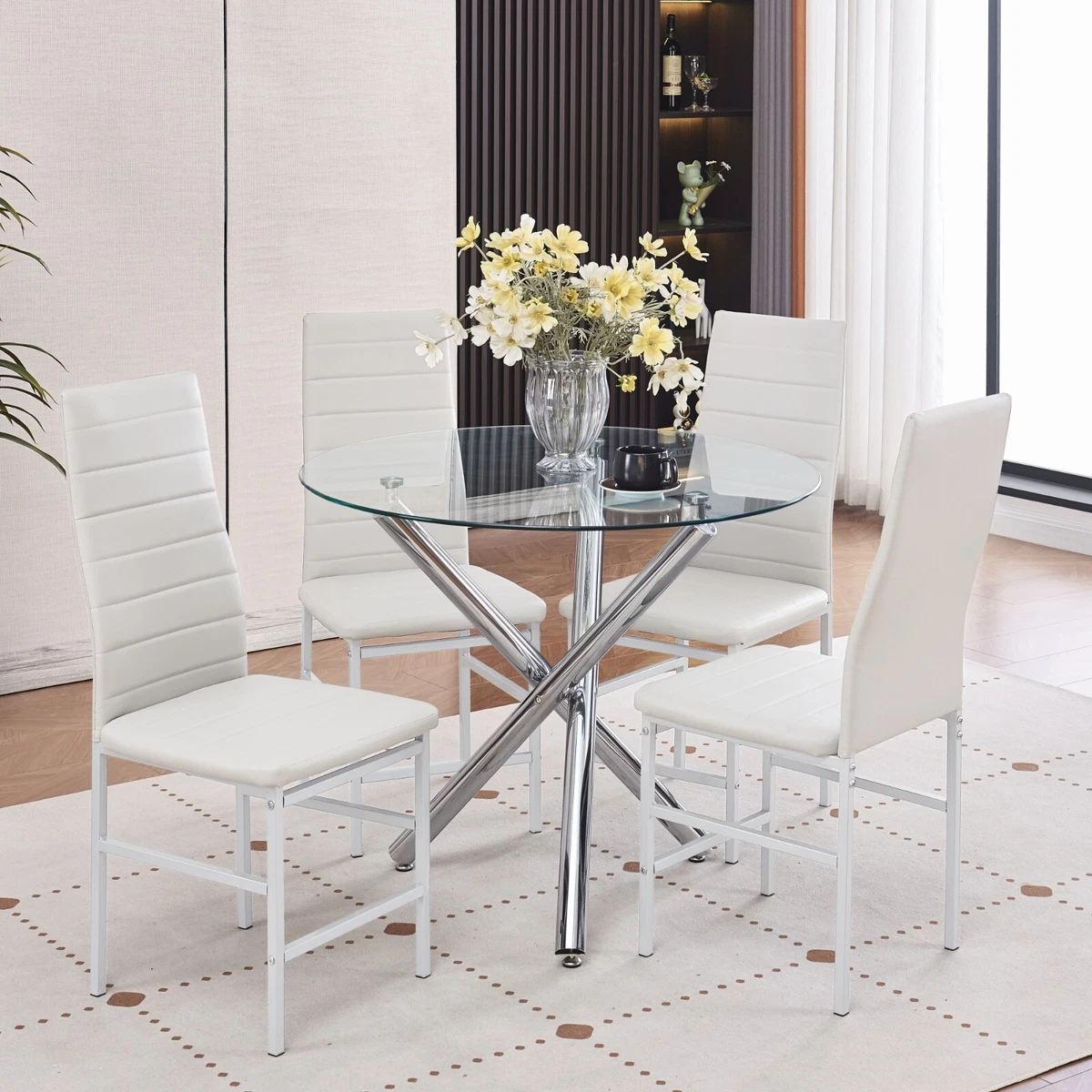 White and silver dining chairs deals