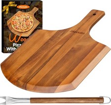 Pizza Peel 12 Inch, Natural Wooden Pizza Peel Pizza Paddle Spatula Oven Acces...