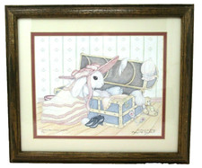 Bunny Dress Up Nursery Print Baby Signed Numbered Tattered Bear Mazzuca Framed