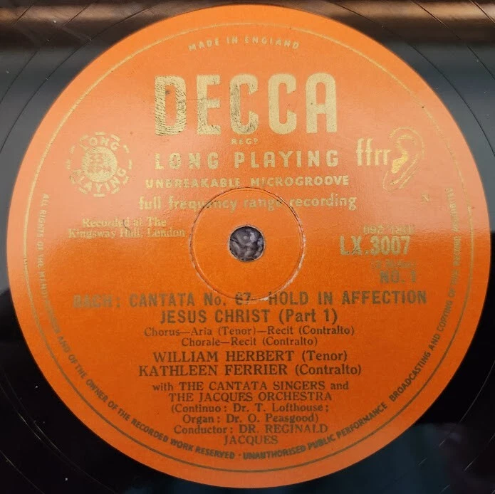 Bach Cantata 67 Hold in Affection Jesus Christ 1950 England 10" Decca Records LP - Image 3 of 4