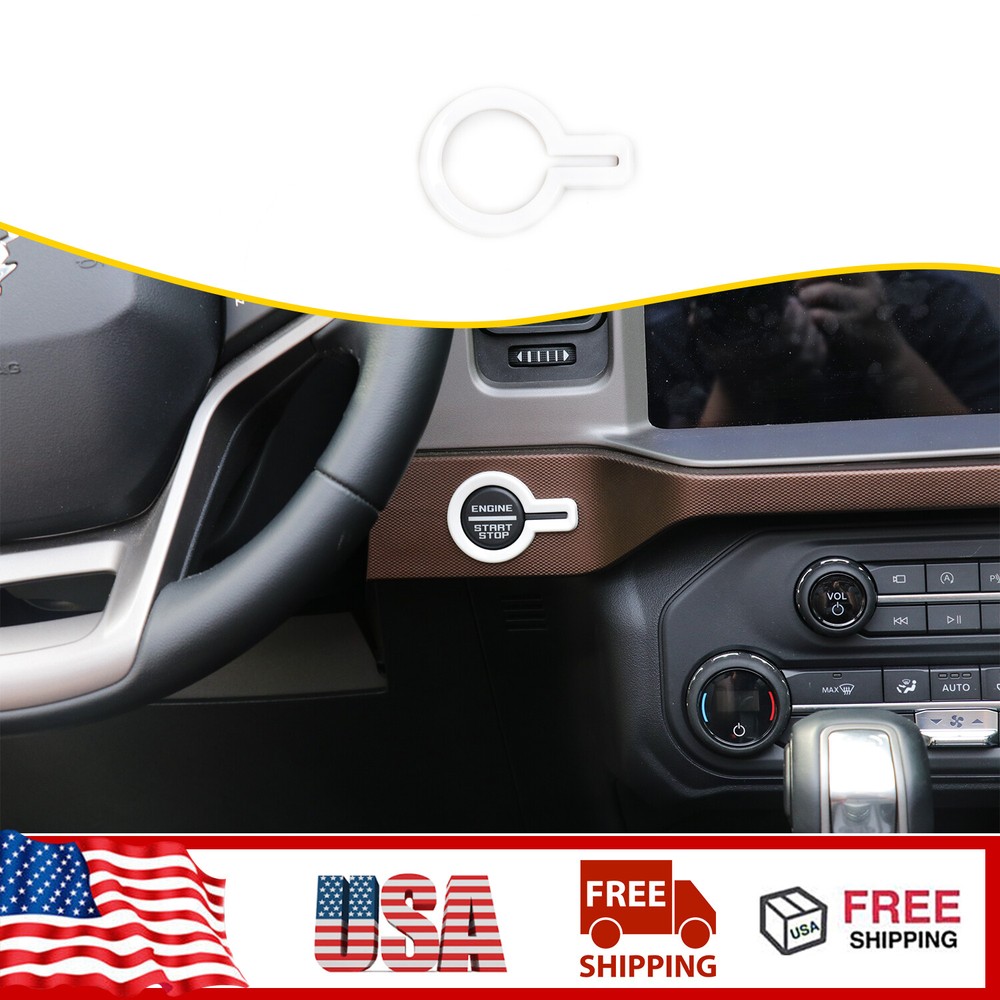 White Accessories Engine Start Stop Push Button Trim Cover For Ford Bronco 2021+