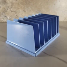 VINTAGE ROGERS MCM PERIWINKLE BLUE 7 SLOT DESKTOP MAIL ORGANIZER SORTER No. 2523
