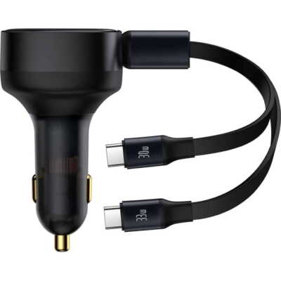 Autoladegerät Baseus Enjoyment 33W, 2x USB-C, Schwarz Schnellladen