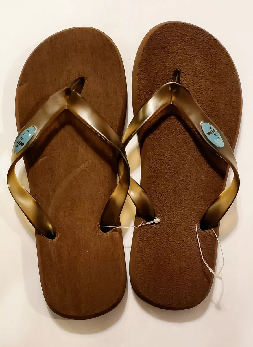 Original Sanuk Mens Vintage Brown & Turquoise Clear Strap Sandals Flip  Flops 10