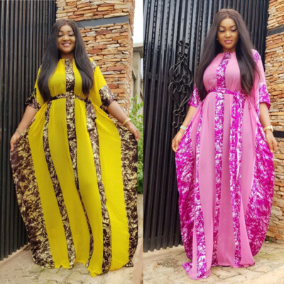 African Dashiki Print Abaya Women Oversize Kaftan Dress Dubai Moroccan Robe Gown
