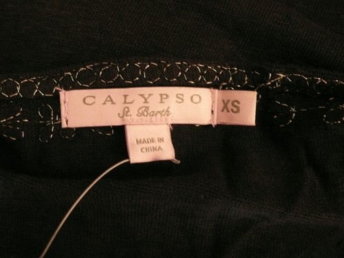 CALYPSO ST BARTH Black Linen Knit Cap Sleeve Metallic Embroidery Tunic Top Sz XS - Picture 7 of 7
