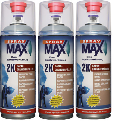 Lackspray 2K Rapid Füller 3 x 400ml Spray Max Grundierung Rostschutz 680031