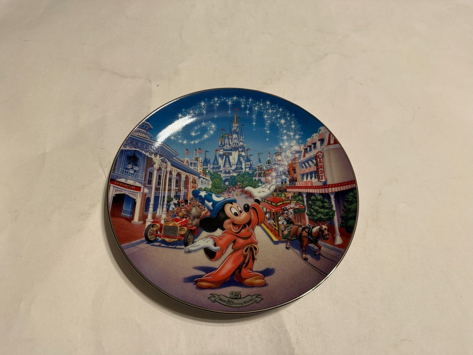 1996 Walt Disney World 25th Anniversary Main Street Plate with Certificate of Authenticity