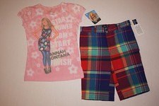 NWT Girls Hannah Montana Pink/Blue Shirt  Shorts 6X