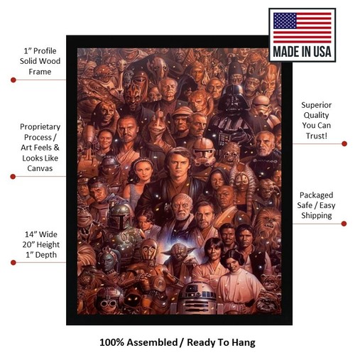 Star Wars Collage Han Solo Princess Leia Wood Framed Textured Picture Print - Picture 2 of 5