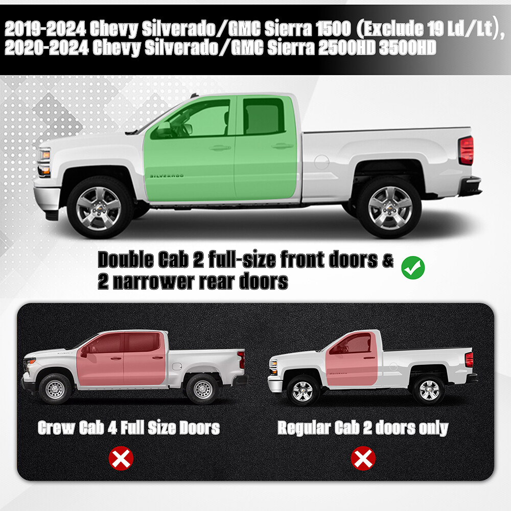 6" Running Boards for 2019-2025 Silverado Sierra 1500 2500 Double Cab Side Steps
