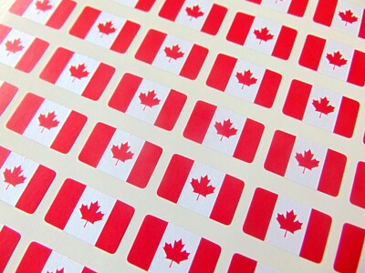 64er Pack kleine Mini 20x12 mm kanadische Flagge Aufkleber, Klebeetiketten