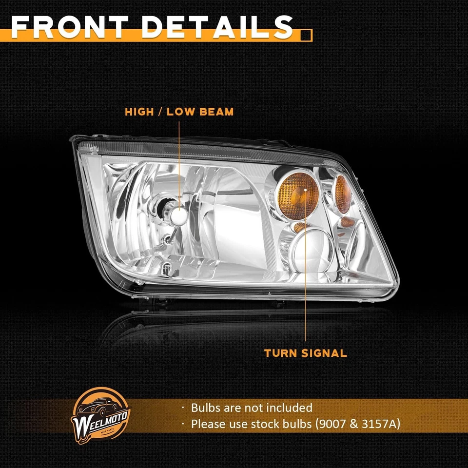 WEELMOTO Headlights For 1999-2005 Volkswagen Jetta Bora Headlamps Left+Right Foto 4 de 4