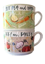 Fabulous Home Soup Mug w Handle Split Pea, Beef & Barely w Recipes 2 Large