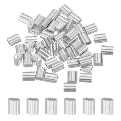 50pcs Aluminum Crimping Loops 5/64\'' for Steel Cable, Double Holes
