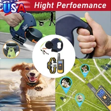 Retractable Reflective Dual Pet Leash Lead & 3300FT Dog Shock Training Collar