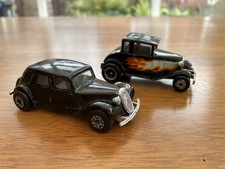 Matchbox Model A Ford Hot Rod (No. 73) black flames hotrod  and Citroen 15