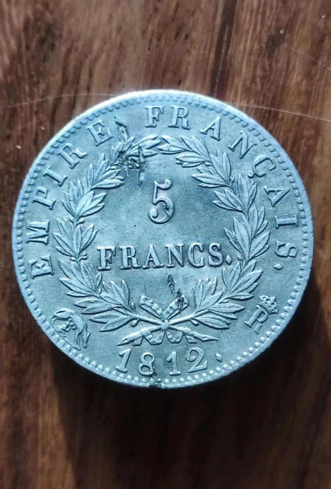 5 FRANCS 1812 R ROME MONNAIE ARGENT, NAPOLÉON EMPIRE FRANÇAIS TTB+ SUP RARISSIME - Photo 4/4