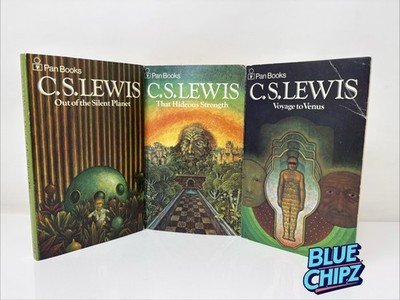 C.S. Lewis Space Trilogy Pan Paperback Set David Pelham Art Sci-Fi Vintage