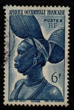 FRENCH WEST AFRICA SG48 1947 6f BLUE FINE USED