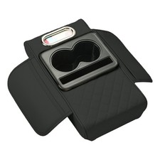 PU Leather Car Armrest Box Mat 5-in-1 Cushion Center Console Cover 2 Cup Holder