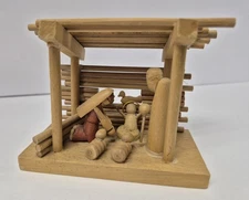 Small Wooden Nativity Folk Art Style Manger Scene Holy Family Christmas Decor