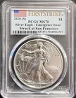 2020 (S) PCGS MS70 AMERICAN SILVER EAGLE - FIRST STRIKE FLAG LABEL - EMER ISSUE