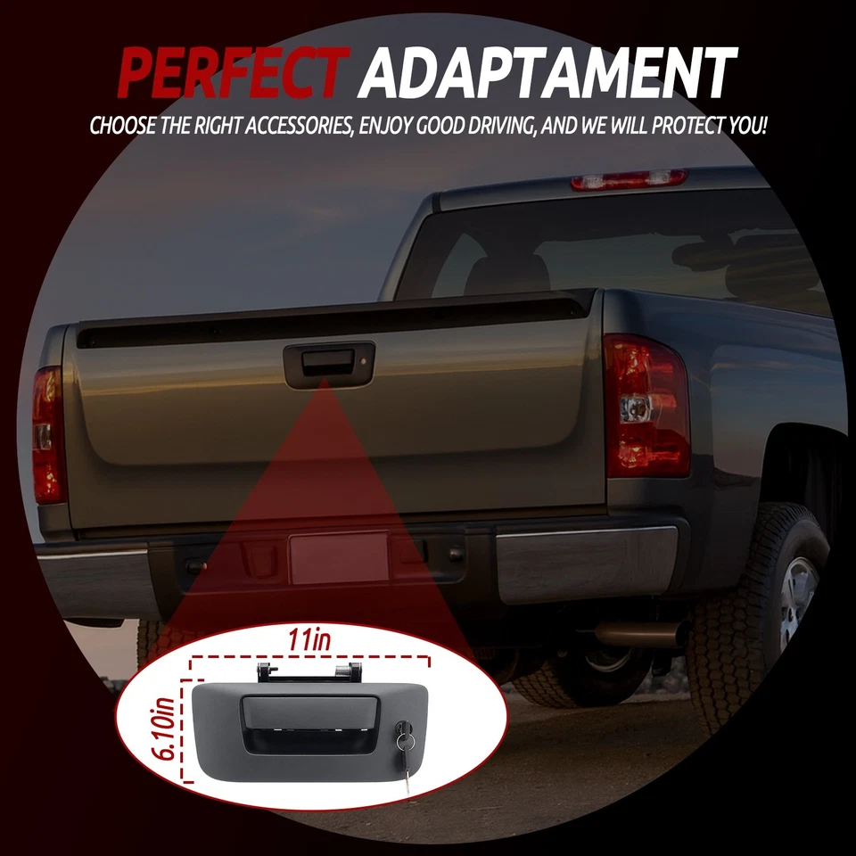 Kit de manija de puerta trasera, bloqueo de bisel de puerta trasera para 08-14 Chevy Silverado GMC Sierra Foto 3 de 4