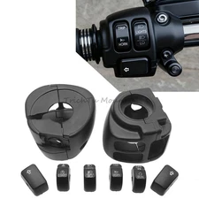 For Harley XL 14-UP Black Handlebar Control Switch Housing Cover Button Caps Kit