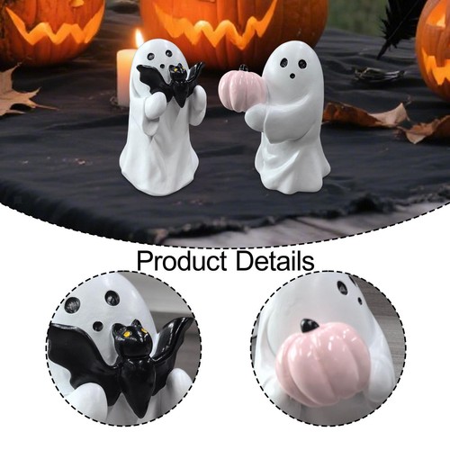 2 Pieces Ghost Statues Halloween Decoration for Indoor Bookshelf Living Room - Picture 3 of 7
