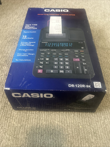 Casio DR-120R-BK Printing Heavy Duty Calculator Black Desktop New Open Box - Picture 5 of 11