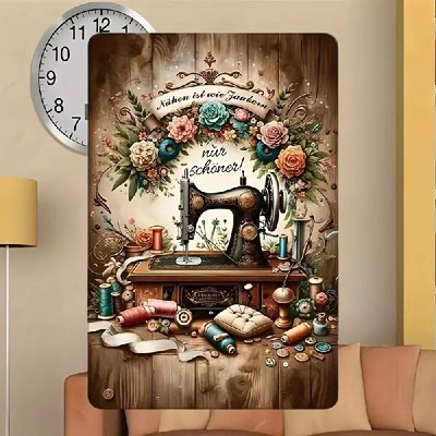 Blechschild Nähen ist wie zaubern nur schöner 30x20cm Retro Nostalgie TEL1661