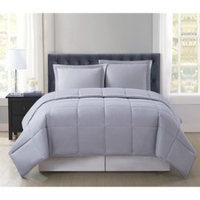 TRULY SOFT Everyday Reversible Comforter Set Grey Polyester 3-Piece King Comf...