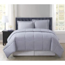 TRULY SOFT Everyday Reversible Comforter Set Grey Polyester 3-Piece King Comf...