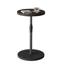 Adjustable End Table, Small Round Side Table, Drink Table for Black Wood Grain