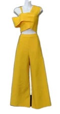 Women Wide Leg Pants High Waist Pants 2 Piece Sexy Top One Shoulder Sz Small 