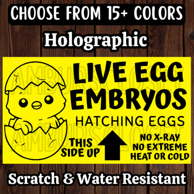 50 LIVE EGG EMBRYOS STICKERS 2.25'' LABELS SEALS HATCHING EGGS FARM KEEP SAFE