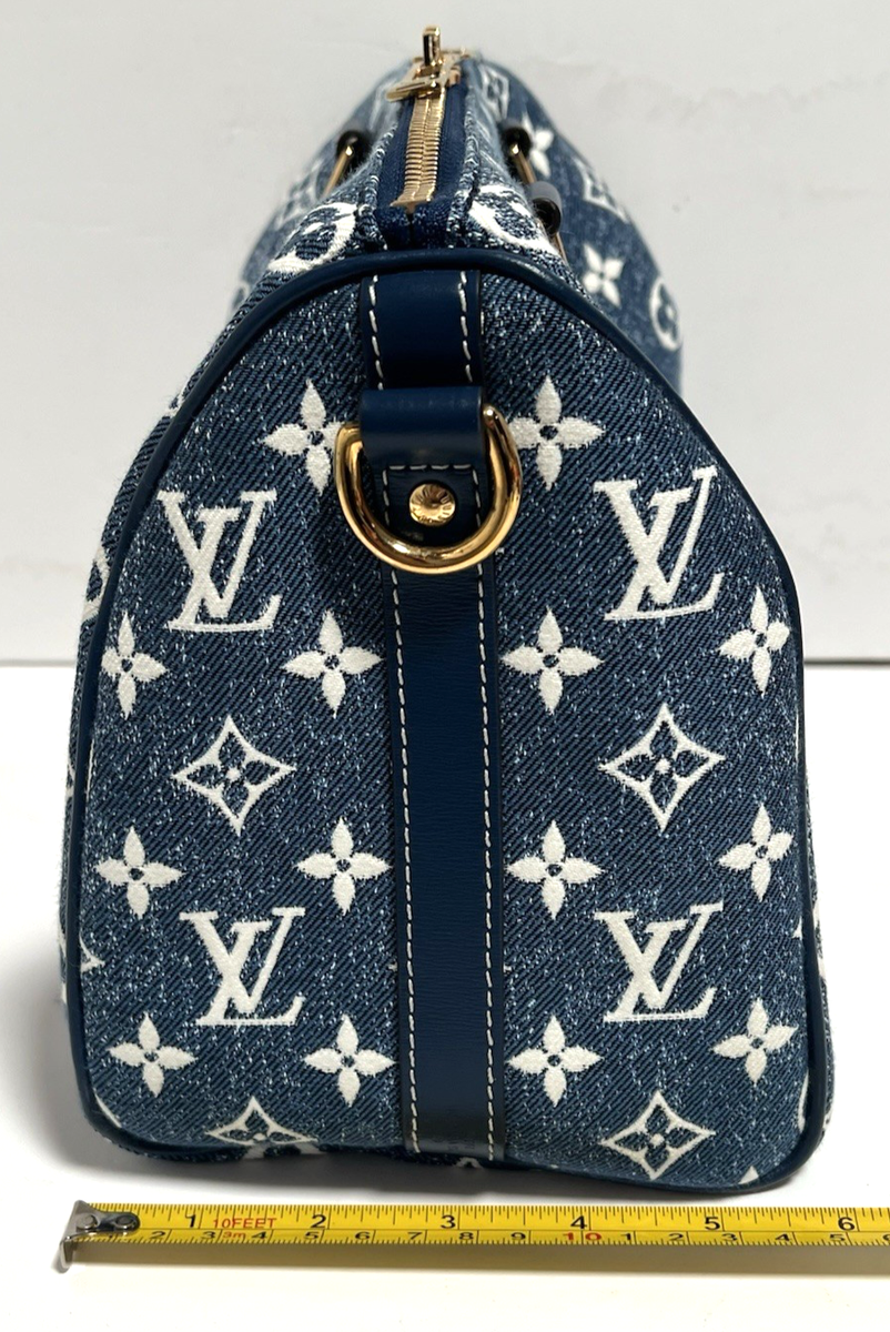 Louis Vuitton Speedy Bandouliere Duffle 25 Navy Blue Denim