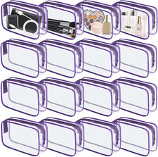Yedsintu 16 Pieces Clear Makeup Bag PVC Zippered Clear Toiletry Carry Pouch Port