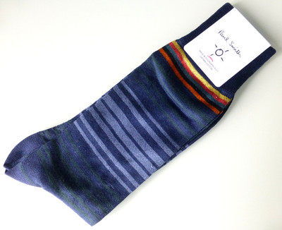 PAUL SMITH 1er-Pack Smart Sock Herren marineblau Mix Streifen klassisch Strick Einheitsgröße Socken NEU UVP £22